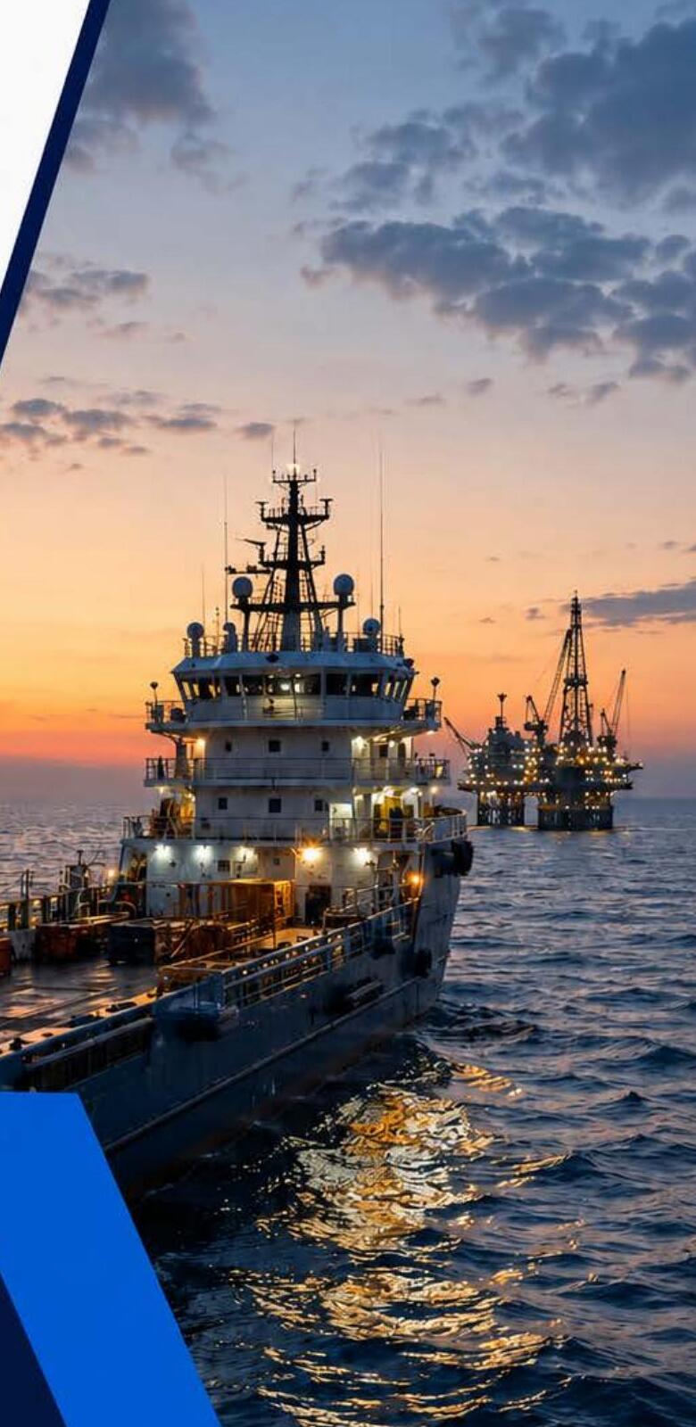 Offshore support vessel at sea